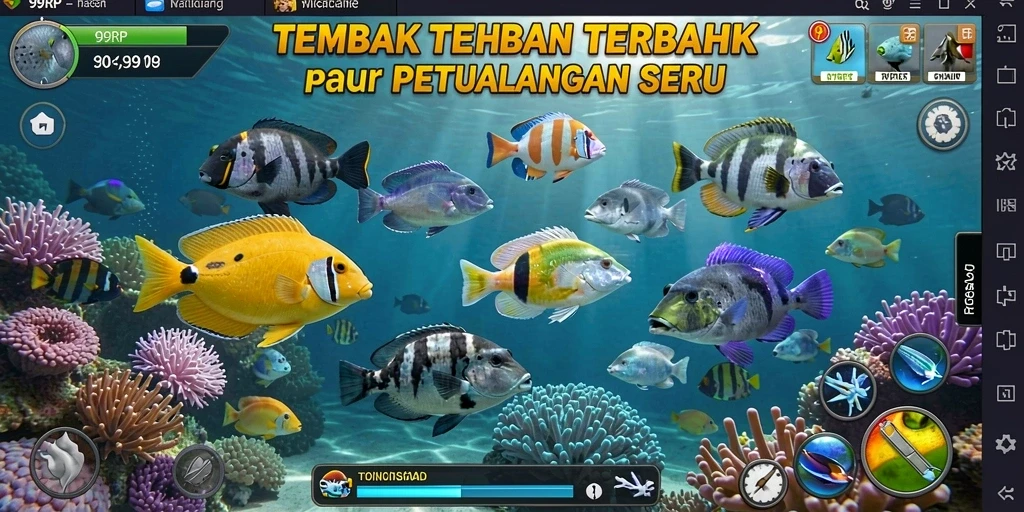 Gameplay seru menembak ikan di lautan.