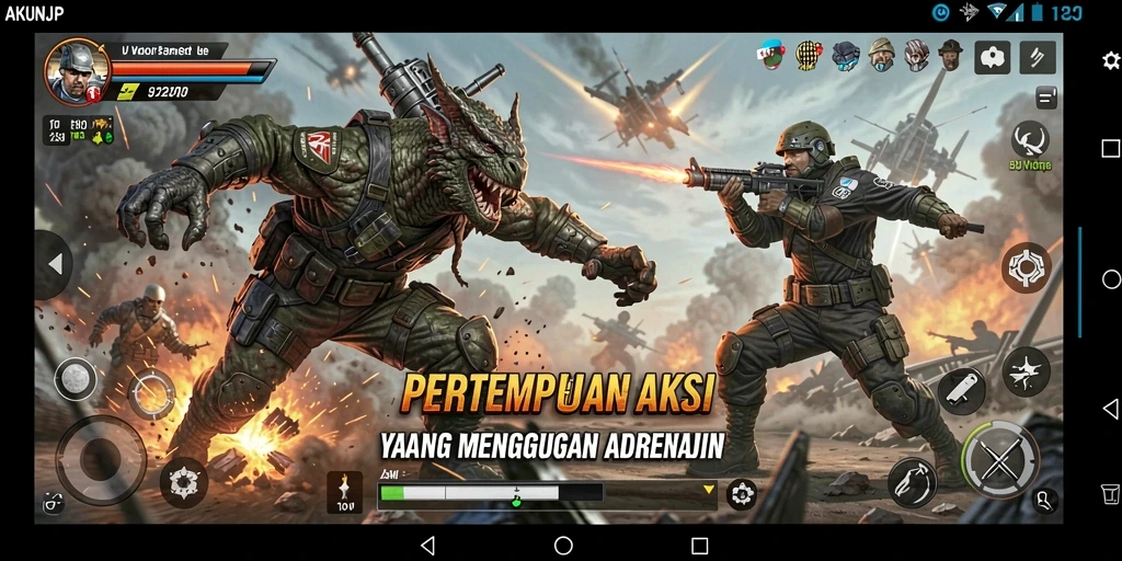 Tangkapan layar menampilkan aksi seru dalam game AKUNJP.
