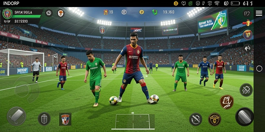 Tangkapan layar INDORP menampilkan aksi pertandingan sepak bola yang mendebarkan.