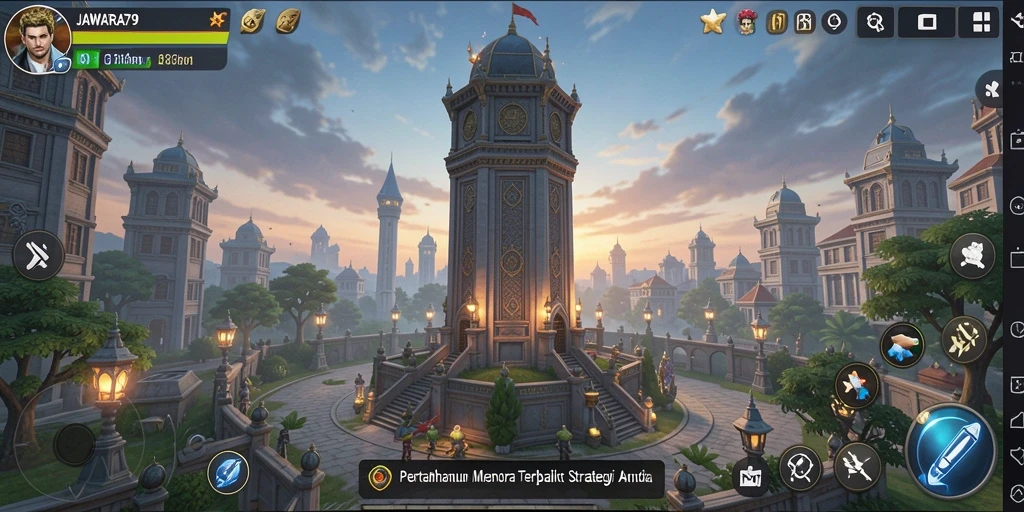 Screenshot utama JAWARA79 menampilkan gameplay Tower Defense yang seru dan penuh strategi.