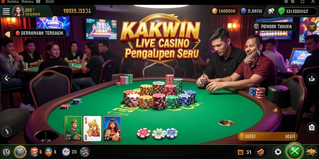 Tampilan layar permainan Live Casino KAKWIN yang mendebarkan.