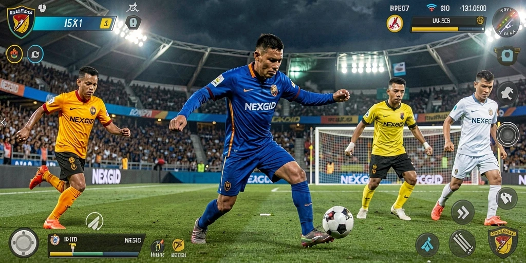 Tampilan menarik dari gameplay sepak bola NEXGID yang mendebarkan.