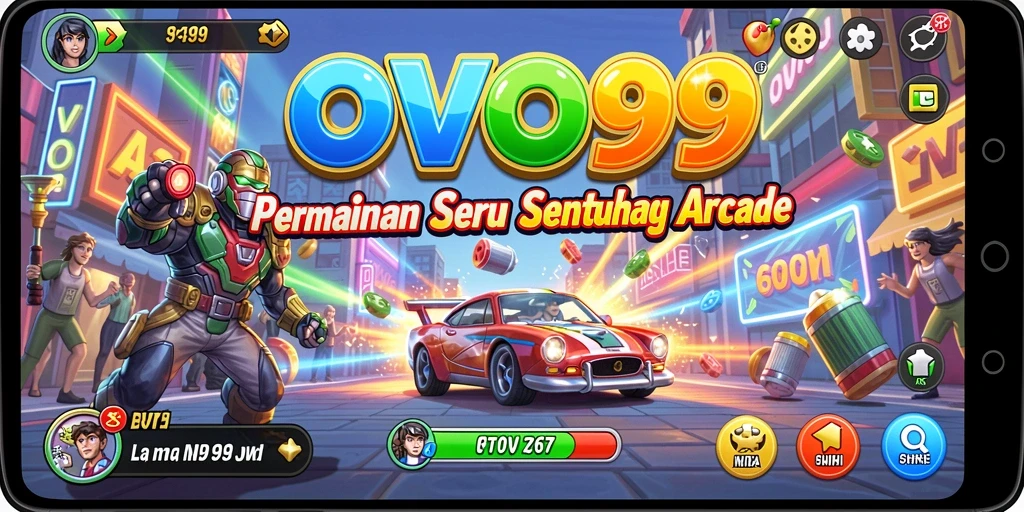 Tampilan gameplay yang dinamis dan penuh warna di OVO99.