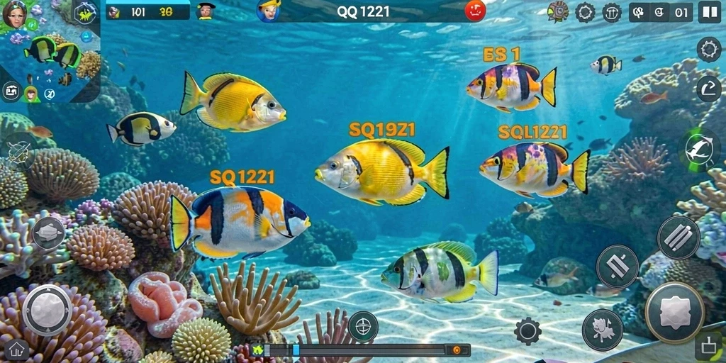 Tampilan gameplay seru di QQ1221 dengan Tembak Ikan.