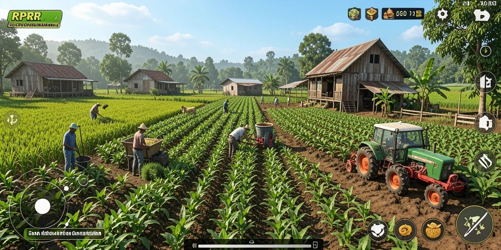 Tampilan gameplay RPRR yang menawan saat berkebun.