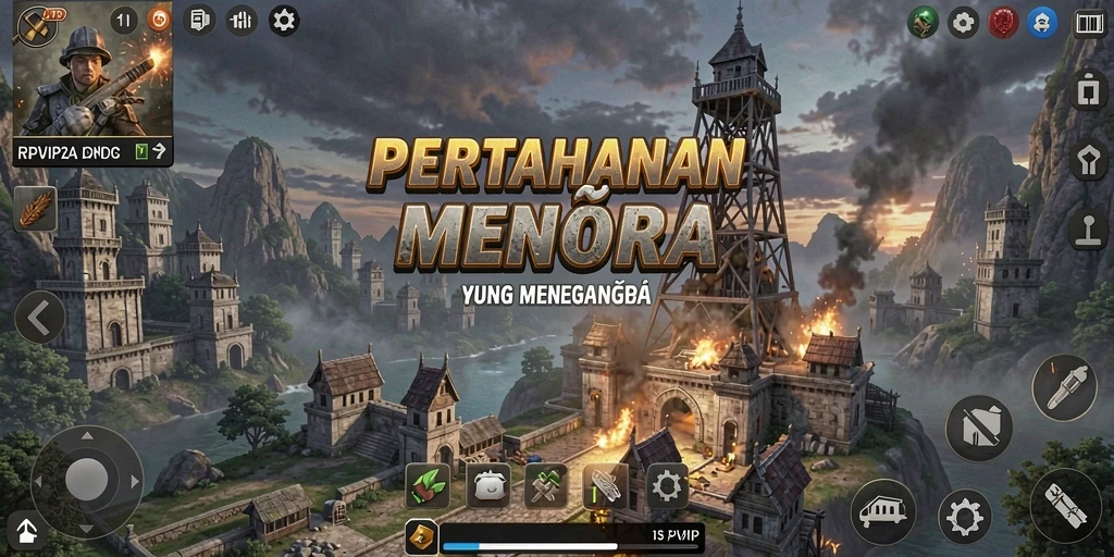 Tampilan gameplay RPVIP2 menampilkan pertahanan menara yang strategis.