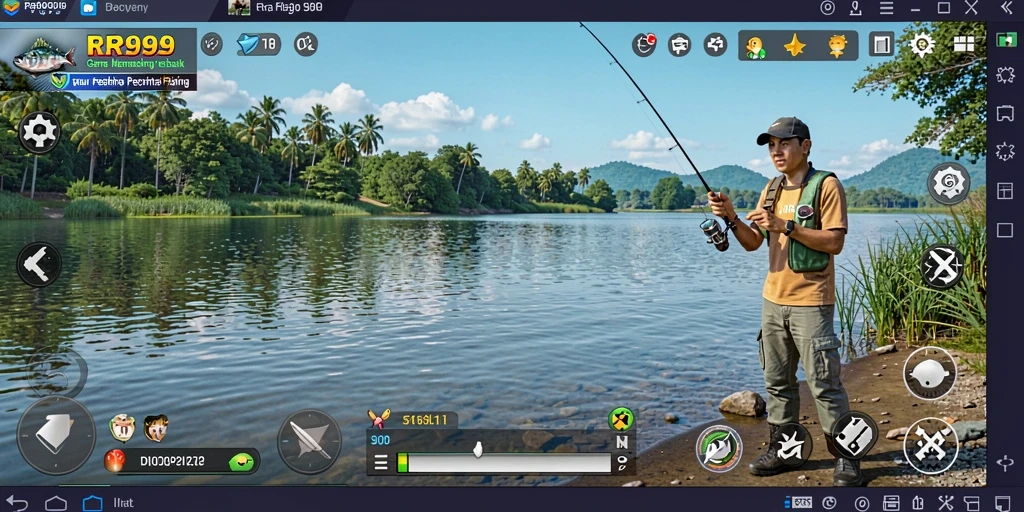 Tampilan gameplay RR999 yang menampilkan aksi memancing yang menarik.